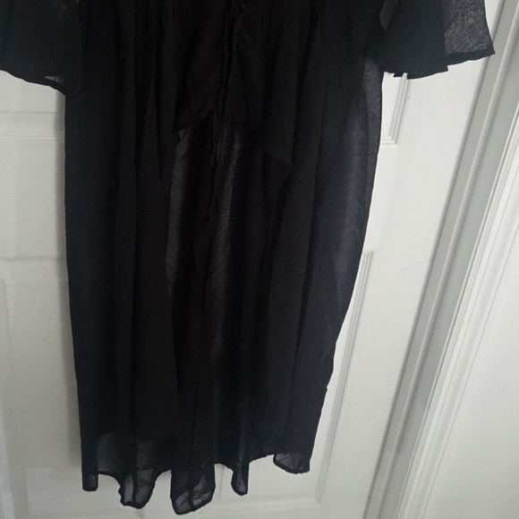 Black Sheer Laced Waist Duster Bell Sleeve NWOT XL - Picture 5 of 10